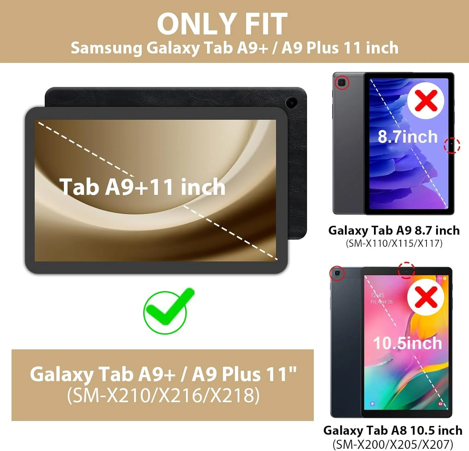 کیف تبلت سامسونگ گلکسی تب A9+ 11 اینچ 2023 (SM-X210/X216/X218)، جلد چرمی PU با قابلیت استند چند زاویه ای/نگهدارنده قلم/بند دستی، محافظ تبلت گلکسی A9 پلاس 11 اینچ با قابلیت بیدار شدن/خواب خودکار (مشکی)