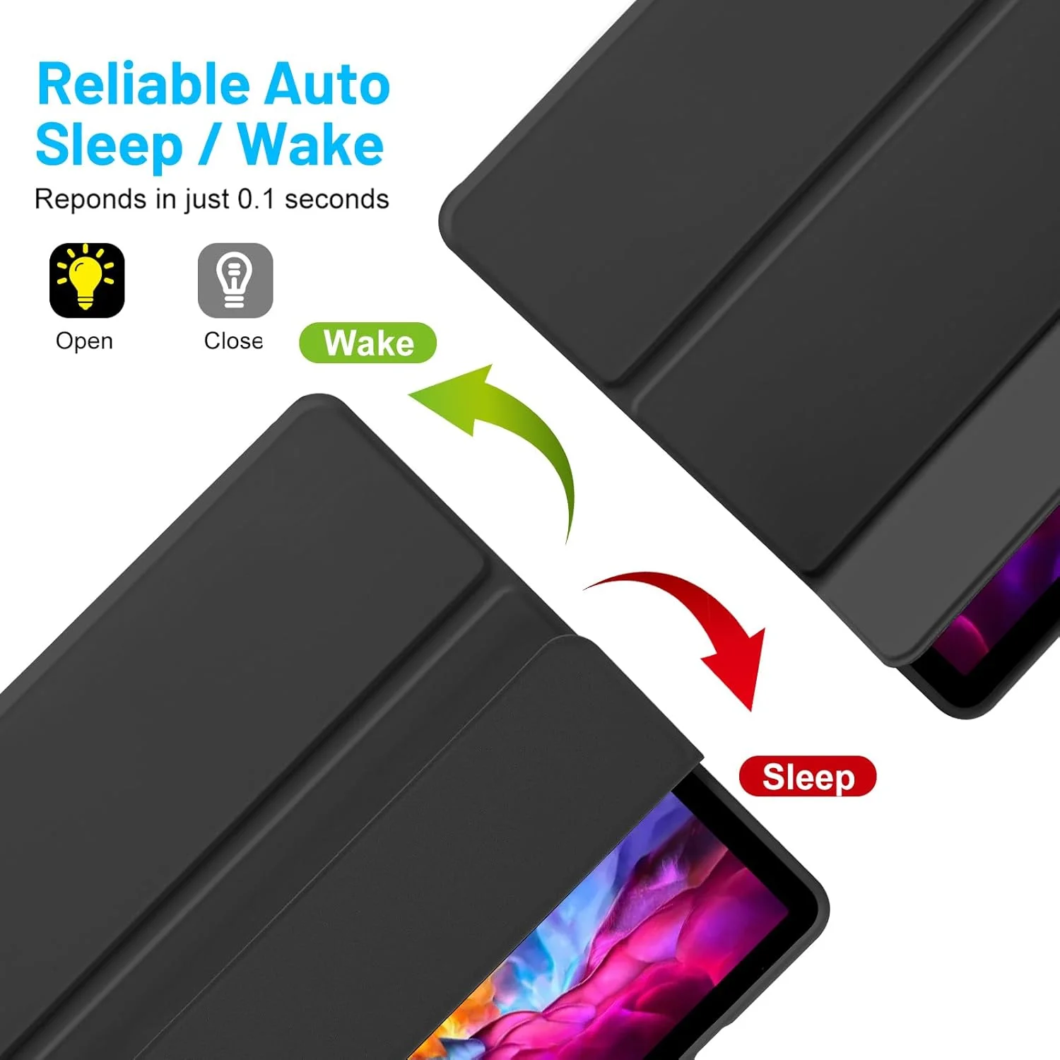 کاور پالکیتسیز برای تبلت سامسونگ گلکسی تب S9 11 اینچ 2023 به همراه جای قلم S Pen، کاور محافظ هوشمند سه تایی با پشت TPU نرم، قابلیت خواب/بیدار شدن خودکار برای کاور سامسونگ گلکسی تب S9 11 اینچ، مشکی