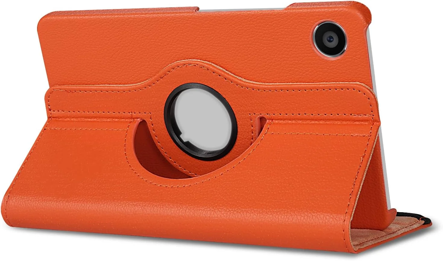 کیف تبلت چرخشی 360 درجه برای سامسونگ گلکسی تب A9 8.7 اینچ (مدل SM‑X110/SM‑X115) - کاور چرمی استنددار با قابلیت خواب/بیدار شدن خودکار (نارنجی)