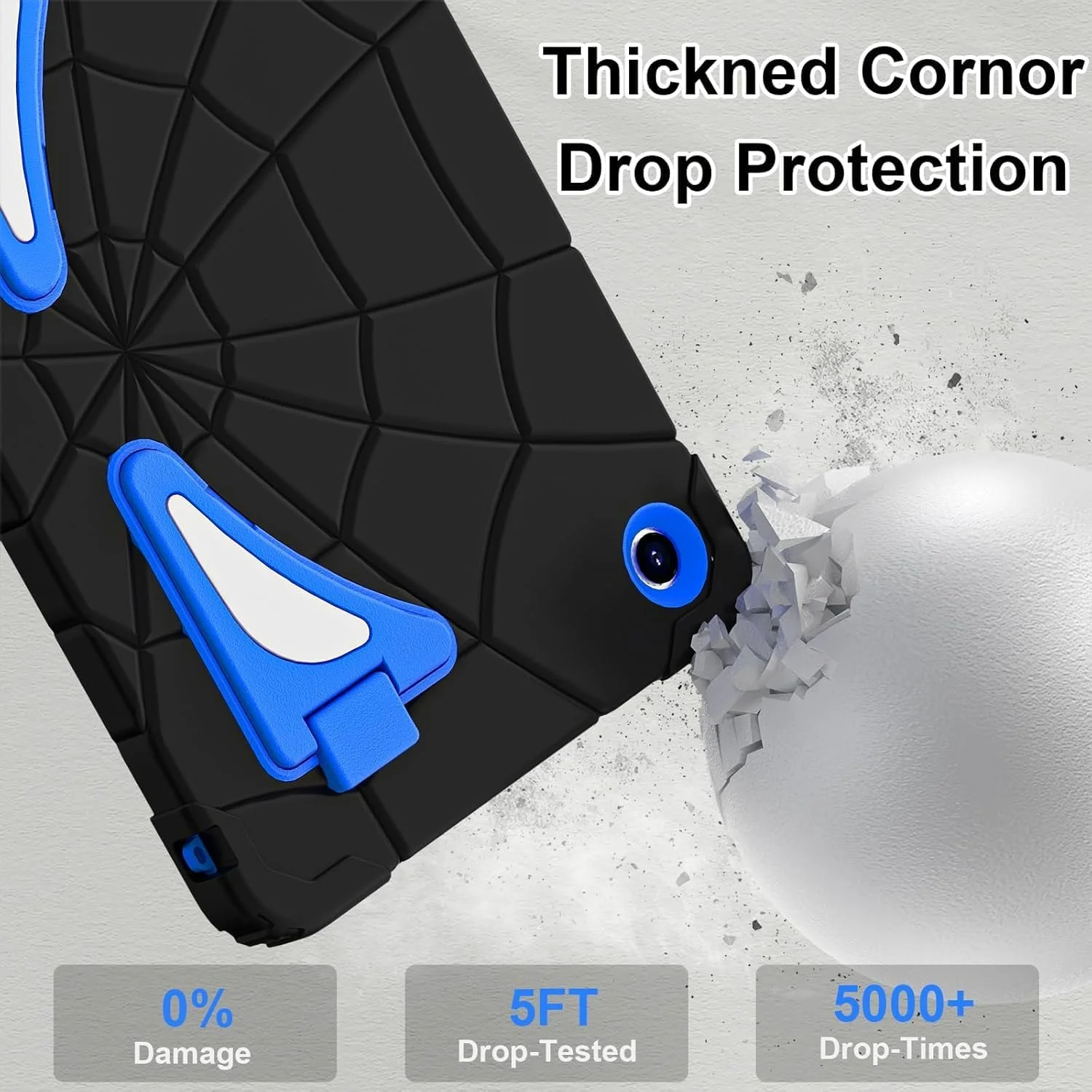 کیف محافظ تبلت گلکسی تب A9 پلاس 11 اینچ، کیف محافظ تبلت سامسونگ گلکسی تب A9 پلاس 2023، کیف تبلت کودکانه با محافظ صفحه نمایش، پایه و گوشه‌های ضخیم، 11 اینچ، مشکی آبی