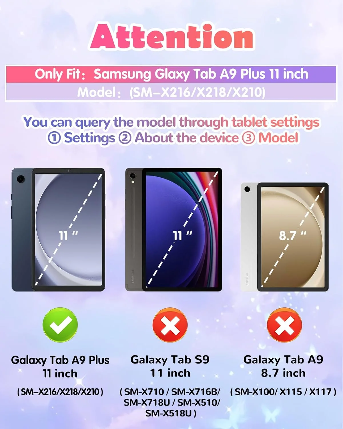 کاور Kidcube برای تبلت سامسونگ گلکسی تب A9 پلاس 11 اینچ - دخترانه، فانتزی، طرح سه بعدی پروانه بنفش، دارای استند چرخان و بند، سیلیکونی، مناسب برای تبلت سامسونگ A9 پلاس