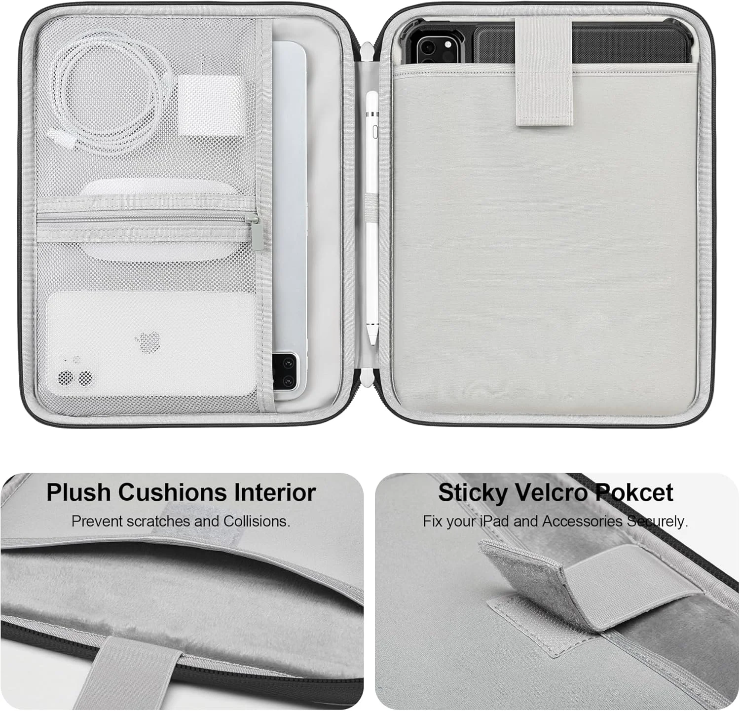 کیف آستین تبلت Lacdo برای آیپد 11 اینچی A16 / آیپد ایر M3 M2 11 اینچی / آیپد پرو M4 11 اینچی / آیپد 10.9 اینچی / آیپد 10.2 اینچی / آیپد ایر 10.9 اینچی، کیف تبلت سامسونگ گلکسی تب A9+ 11 اینچی، مناسب برای مجیک کیبورد، مشکی