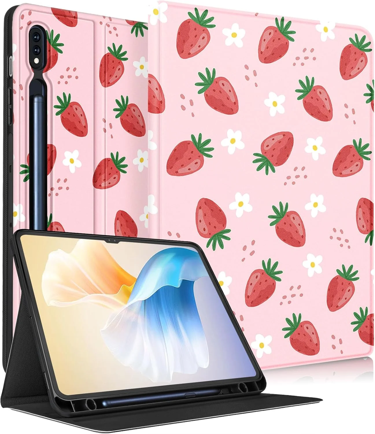 کیف تبلت Wazzasoft مناسب برای تبلت سامسونگ گلکسی تب S9 پلاس/S9 FE پلاس 12.4 اینچ 2023، مدل فانتزی دخترانه با جای قلم