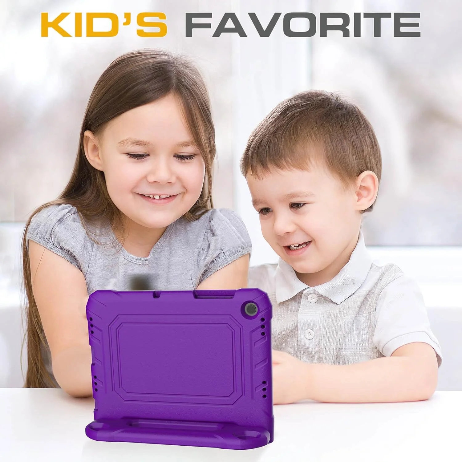 کیف محافظ کودکانه TOEVEK برای تبلت سامسونگ گلکسی تب A9 پلاس 11 اینچ، دارای محافظ صفحه نمایش داخلی، کاور محافظ استند دسته دار ضد ضربه برای سامسونگ گلکسی تب A9+ 11 اینچ 2023 (SM-X210/X216/X218)، بنفش