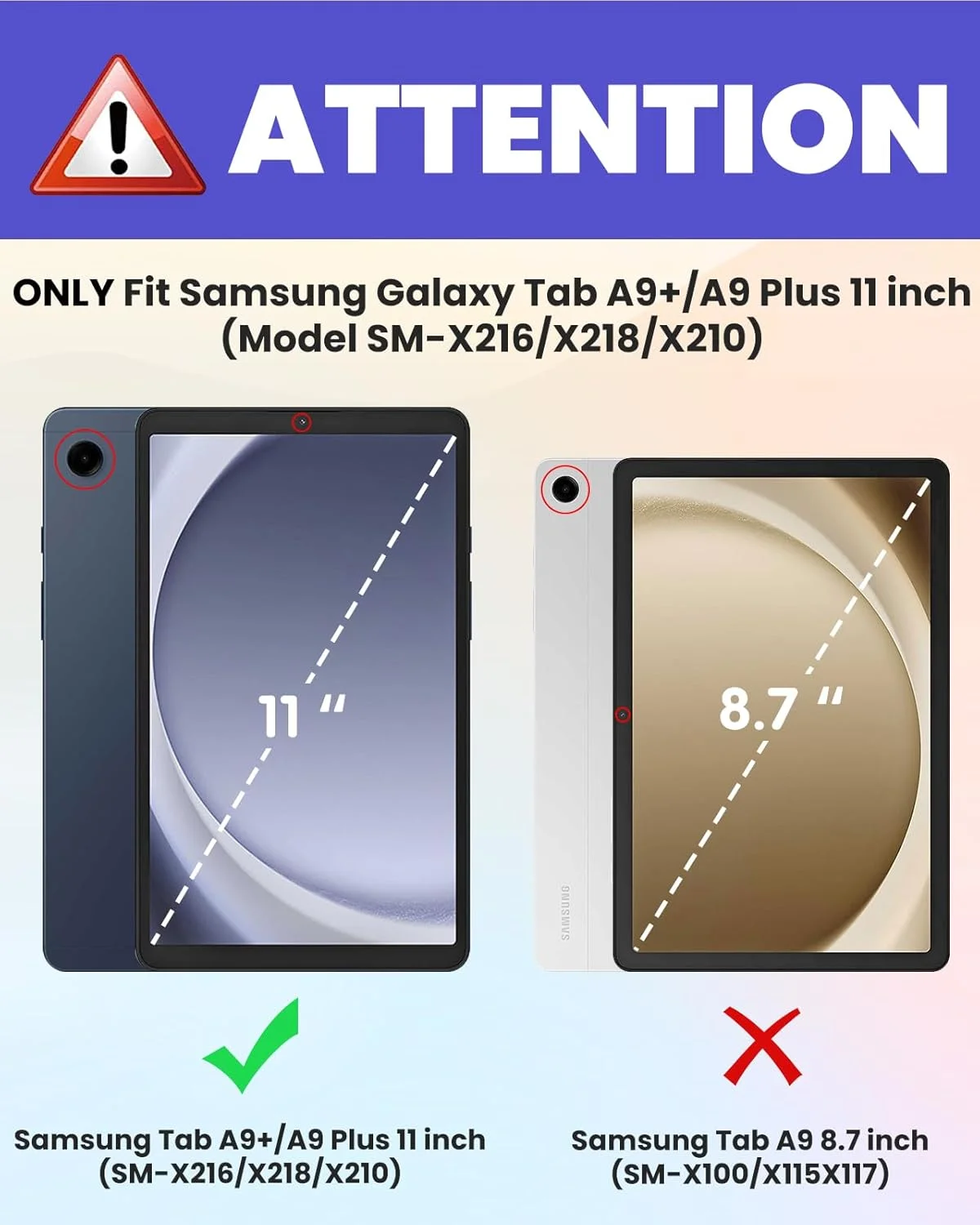 کیف Kidcube برای تبلت سامسونگ گلکسی تب A9 پلاس 11 اینچ - مناسب دختران و زنان، کاور چرخشی فانتزی با جای قلم و جای کارت، طرح چهارخانه دخترانه و خاص، مناسب نوجوانان برای تبلت سامسونگ A9 پلاس