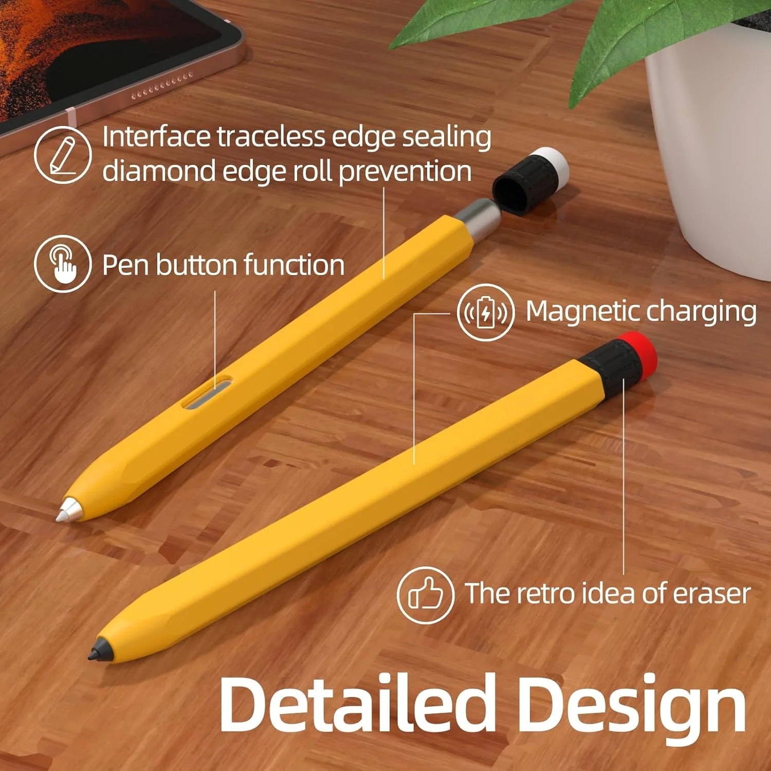 محافظ قلم S سازگار با NALACAL، مناسب برای قلم تبلت سامسونگ گلکسی تب S7/S7+/S7 FE/S8/S8+/S8 Ultra/S9/S9+/S9 Ultra، طراحی کلاسیک، سیلیکونی، ضد لغزش، محافظ، پشتیبانی از شارژ مغناطیسی (زرد)