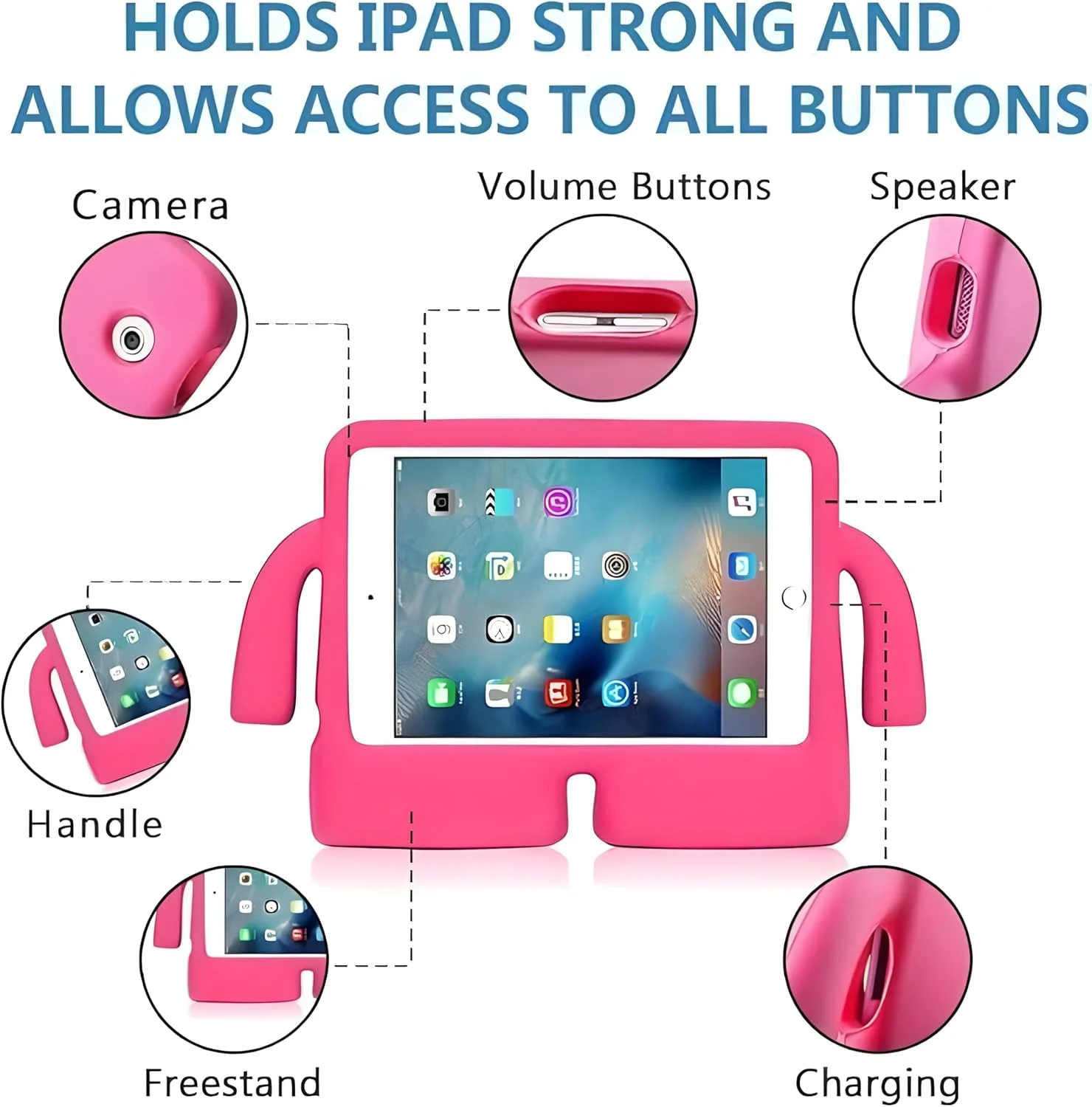 کیف کودکانه نکست استور برای تبلت سامسونگ گلکسی تب S9 11 اینچ (2023)، کاور محافظ سبک وزن فوم دار با دسته و پایه، مقاوم در برابر ضربه و افتادن برای تبلت گلکسی تب S9 مدل SM-X710/X718 (صورتی روشن)