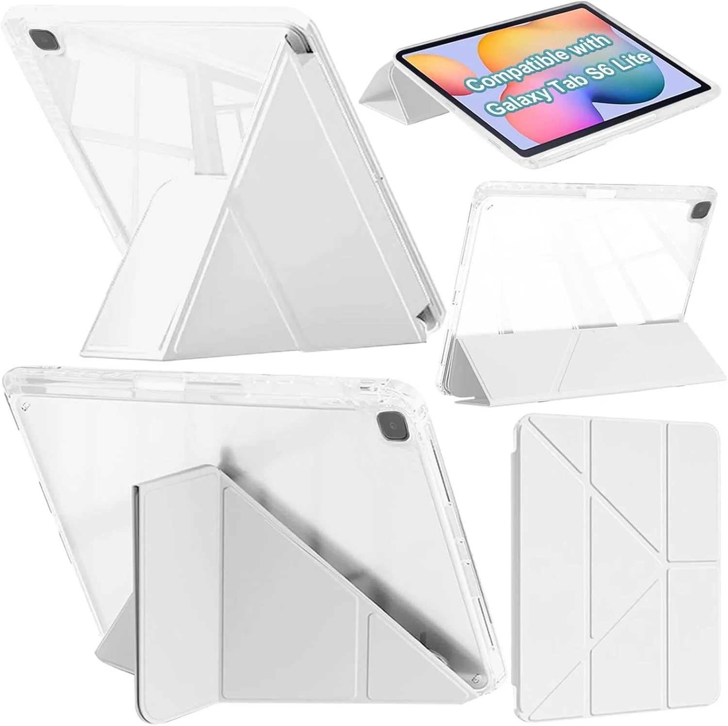 کیف A-BEAUTY سازگار با تبلت سامسونگ گلکسی تب S6 لایت 10.4 اینچی 2024/2022/2020 با جای قلم S Pen، کاور شفاف ضد ضربه، استند سه تایی Y شکل 6 در 1، حالت خواب/بیدار خودکار، سفید کیف A-BEAUTY سازگار با تبلت سامسونگ گلکسی تب S6 لایت 10.4 اینچی 2024/2022/2020 با جای قلم S Pen، کاور شفاف ضد ضربه، استند سه تایی Y شکل 6 در 1، حالت خواب/بیدار خودکار، سفید