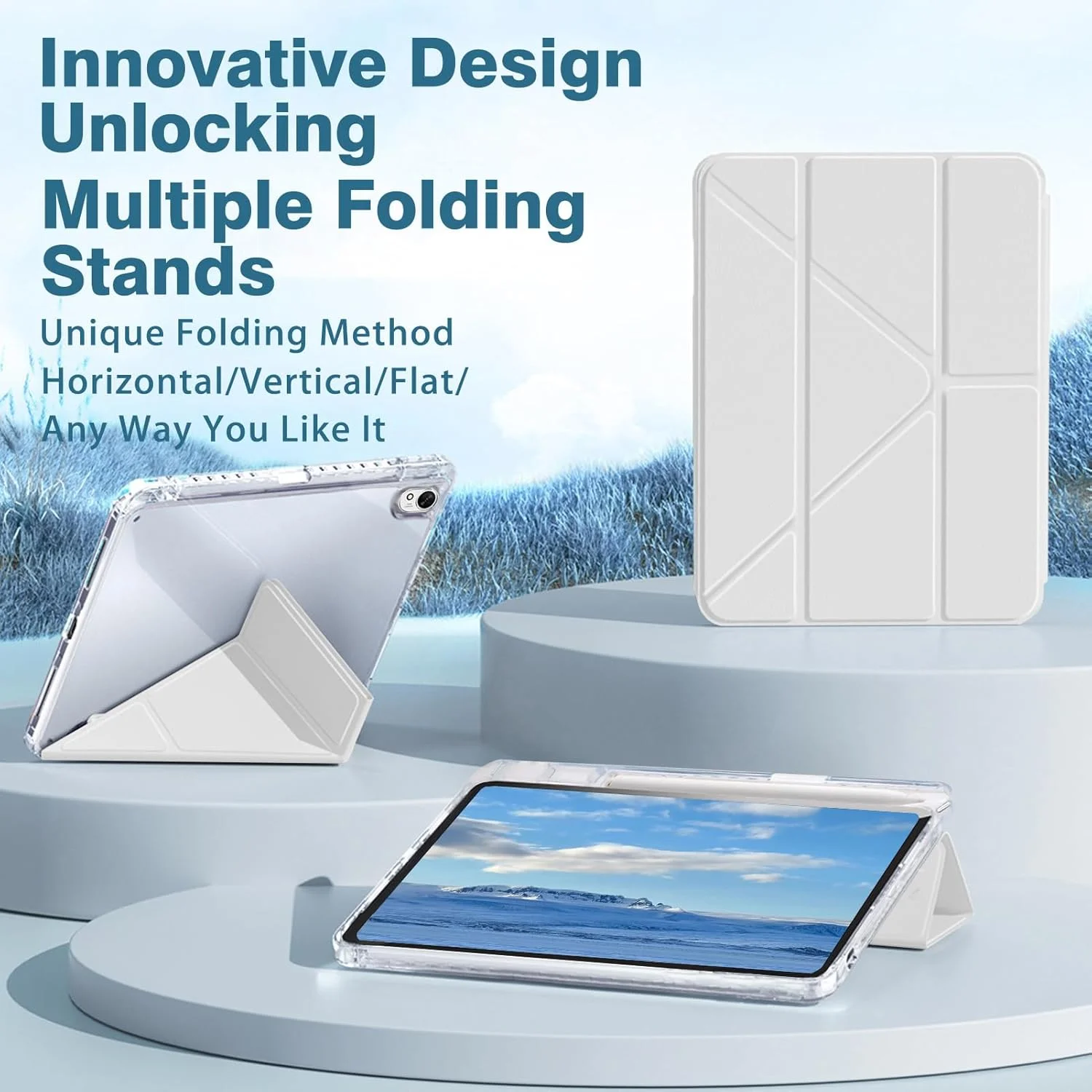 کیف A-BEAUTY سازگار با تبلت سامسونگ گلکسی تب S6 لایت 10.4 اینچی 2024/2022/2020 با جای قلم S Pen، کاور شفاف ضد ضربه، استند سه تایی Y شکل 6 در 1، حالت خواب/بیدار خودکار، سفید