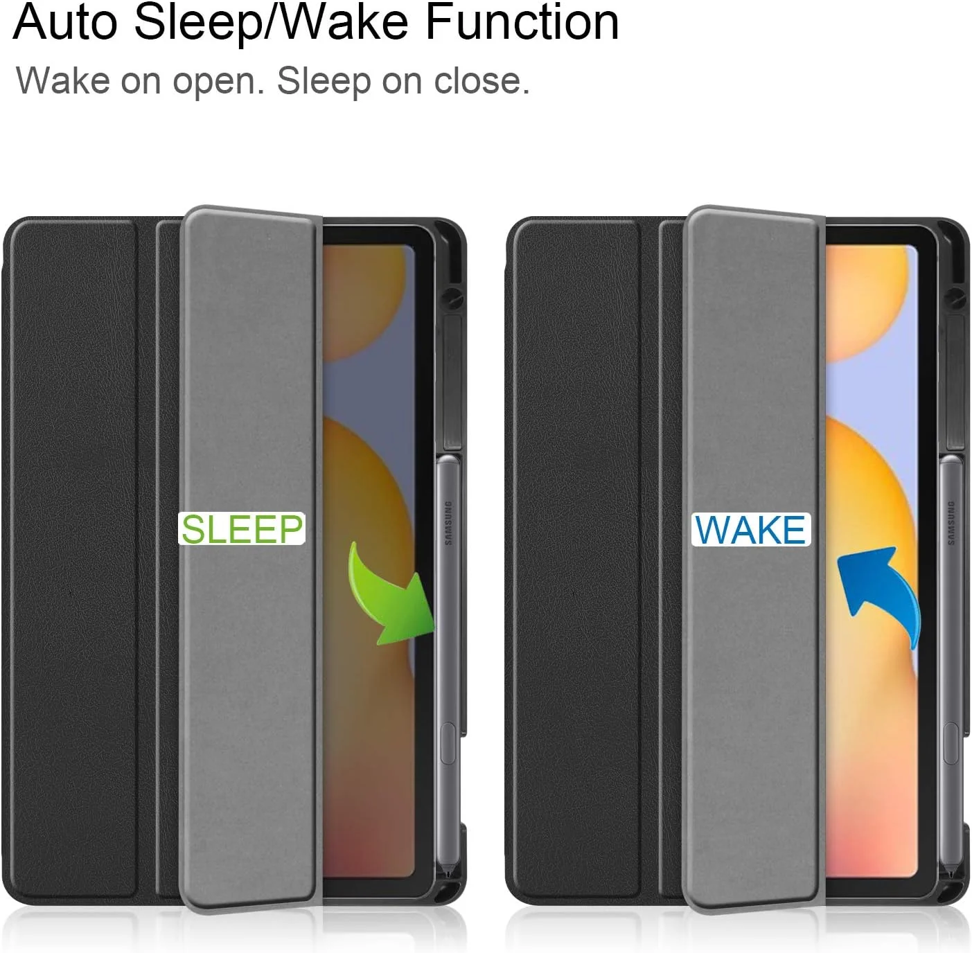 کاور AWH برای تبلت سامسونگ گلکسی تب S7 FE 12.4 اینچ 2021 (-T730/T736B) با جای قلم S، کاور هوشمند با قابلیت خواب/بیدار خودکار برای گلکسی تب S7 پلاس/Fe 12.4 اینچ 2020، (مشکی)