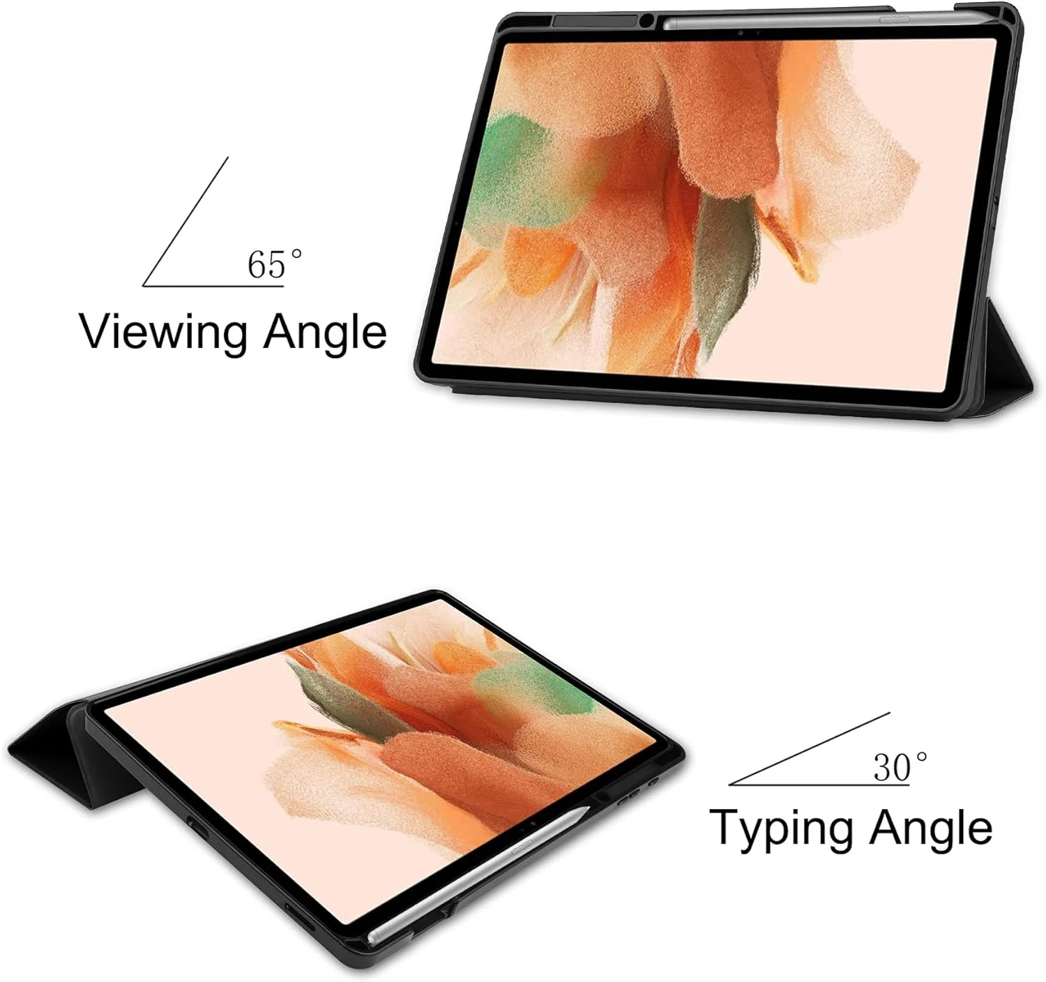 کاور AWH برای تبلت سامسونگ گلکسی تب S7 FE 12.4 اینچ 2021 (-T730/T736B) با جای قلم S، کاور هوشمند با قابلیت خواب/بیدار خودکار برای گلکسی تب S7 پلاس/Fe 12.4 اینچ 2020، (مشکی)