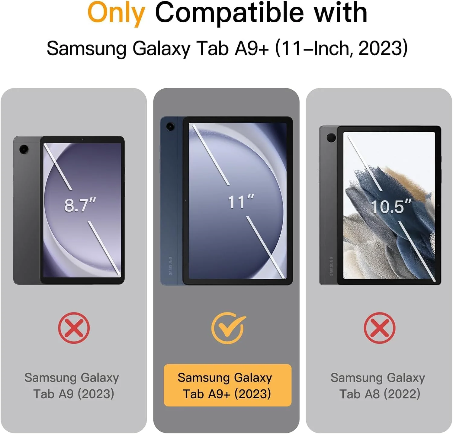 کاور AWH برای تبلت سامسونگ گلکسی تب A9+ / A9 پلاس 11 اینچی 2024 - پشت PC سخت شفاف، کاور باریک تبلت با قابلیت بیدار شدن/خواب خودکار - محافظت شیک برای تبلت شما (سرمه ای)