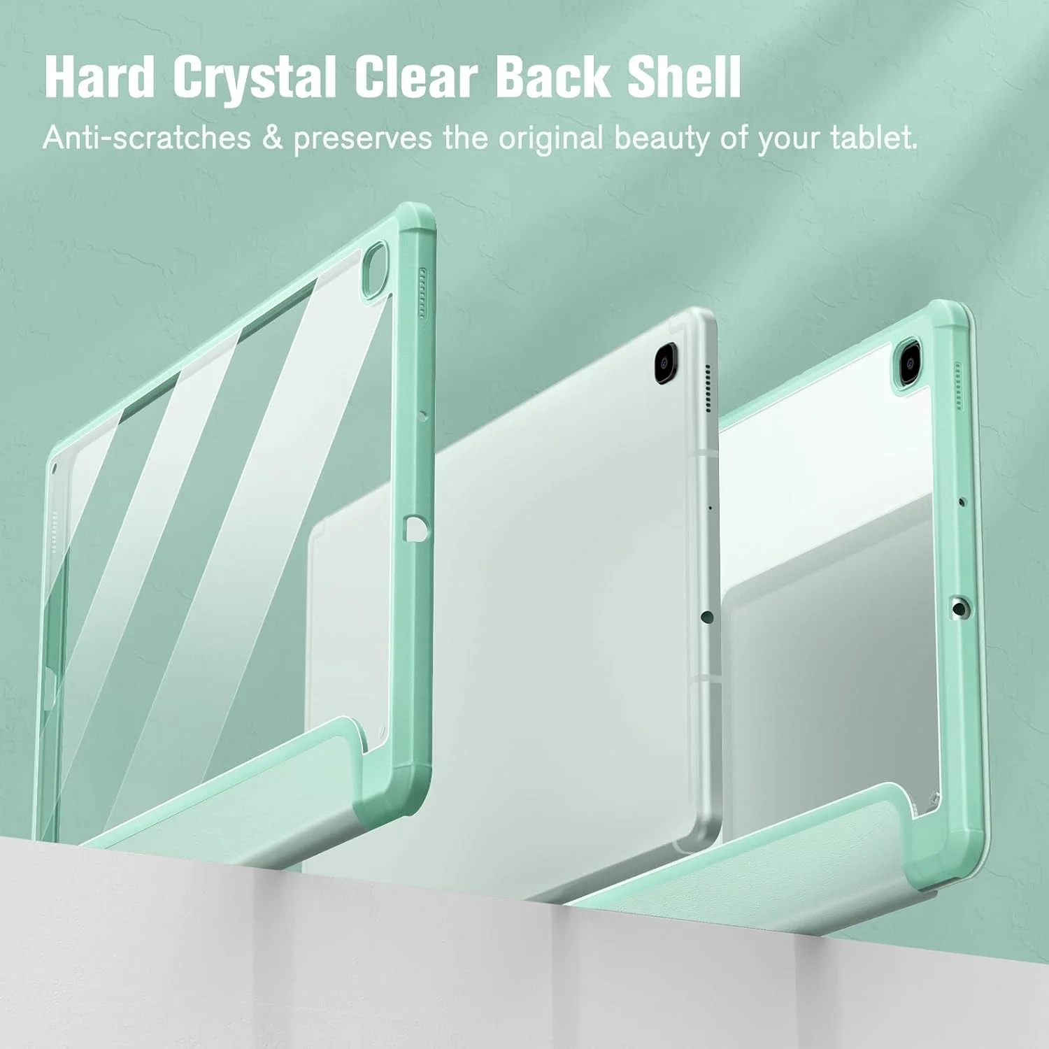 کیف باریک ترکیبی Fintie برای تبلت سامسونگ گلکسی تب S6 لایت 10.4 اینچ 2024/2022/2020 با نگهدارنده قلم S، کاور ضد ضربه با قاب پشتی شفاف، سبز