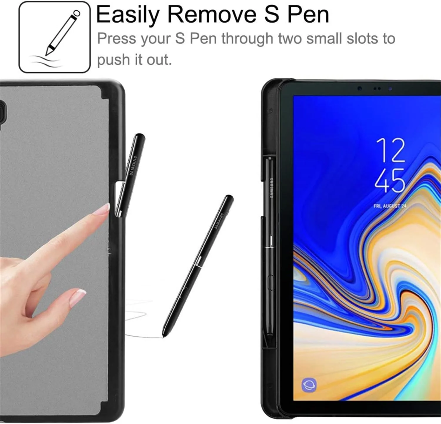 کیف محافظ تبلت سامسونگ گلکسی تب S4 مدل 2018 با صفحه نمایش 10.5 اینچی SM-T830 SM-T835 SM-T837، کاور هوشمند با قابلیت استند و حالت خواب/بیدار خودکار و جای قلم