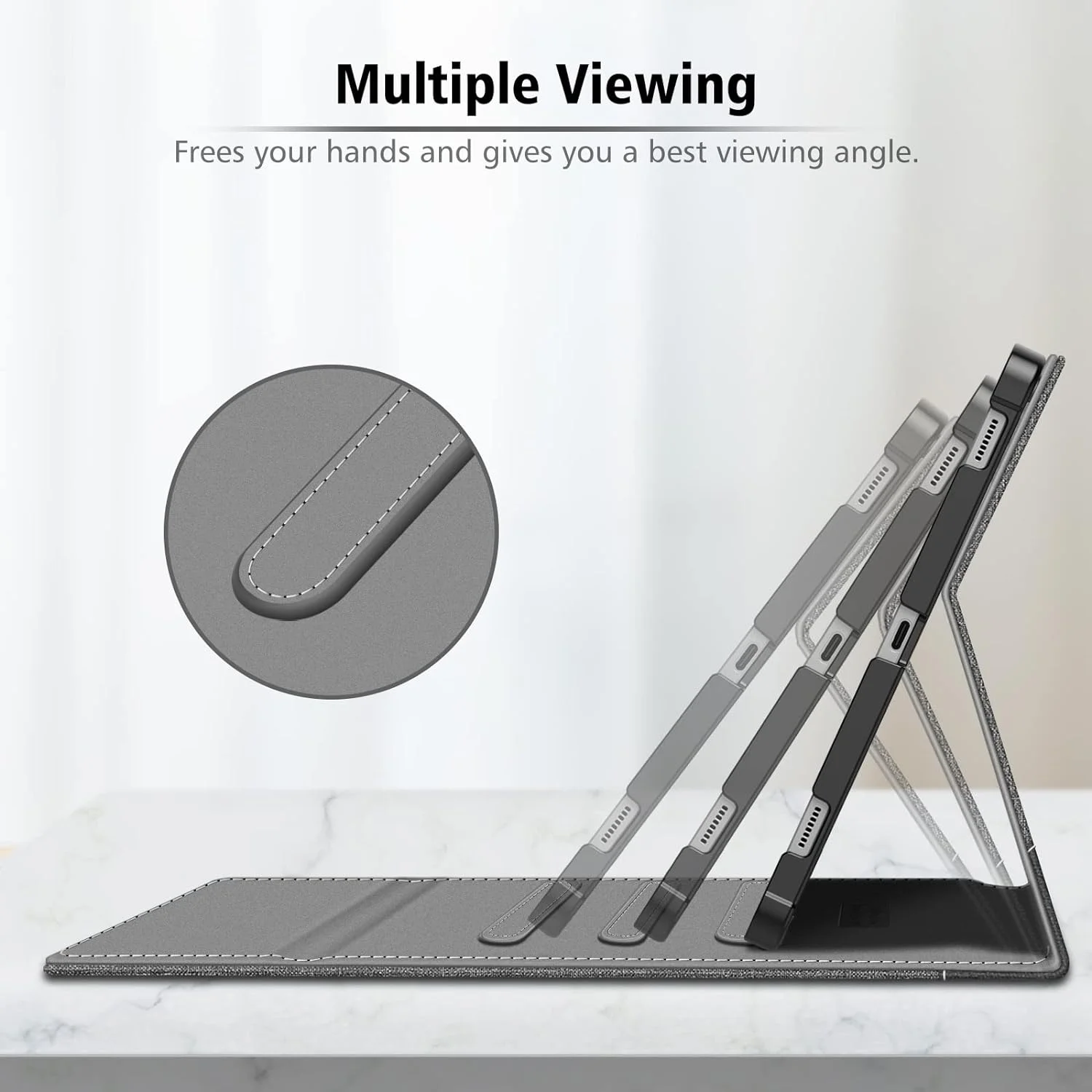 کیف محافظ Fintie برای تبلت سامسونگ گلکسی تب S8 پلاس 2022 / S7 FE 2021 / S7 پلاس 2020 سایز 12.4 اینچ، دارای جای قلم S Pen، کاور چند زاویه ای با جیب و قابلیت خواب/بیداری خودکار، خاکستری