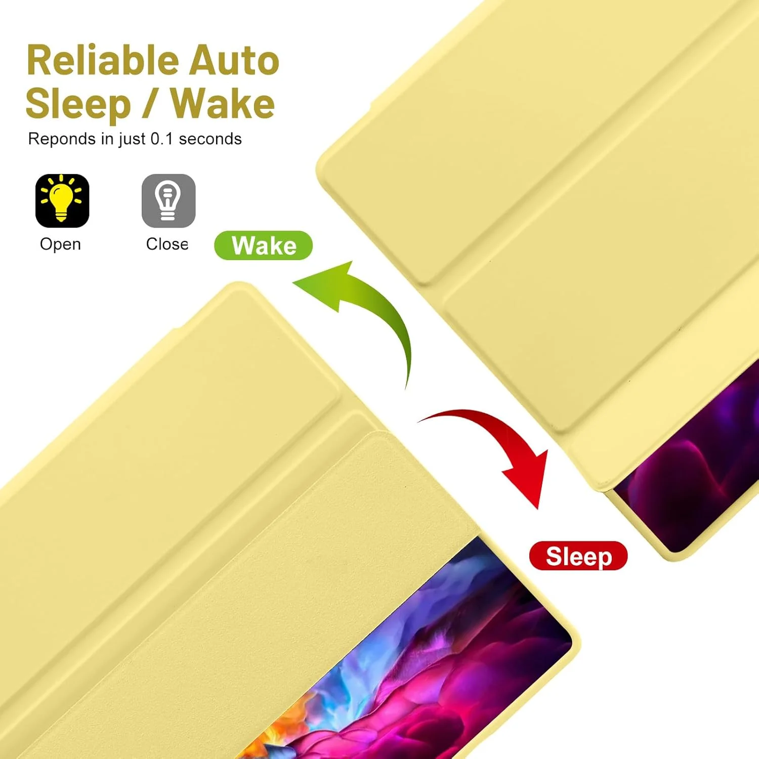 کاور تبلت سامسونگ گلکسی تب A8 ده و نیم اینچی 2021 (SM-X205/SM-X200)، TPU انعطاف پذیر رترو با پایه سه تایی، قابلیت خواب/بیداری خودکار (زرد)