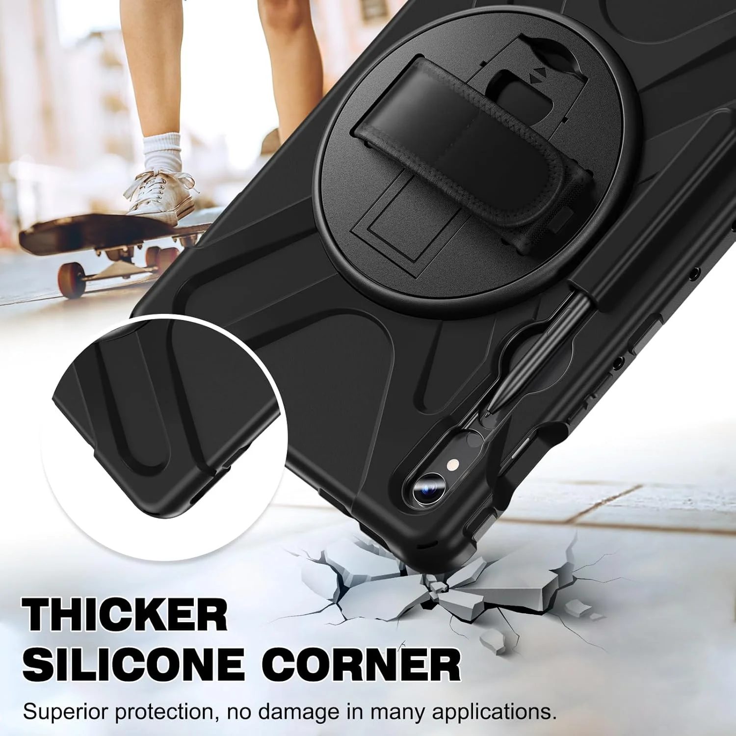 کاور محافظ تبلت سامسونگ گلکسی تب S9 سایز 11 اینچ مدل 2023 (SM-X710/X716B/X718U) به همراه محافظ صفحه نمایش، دارای استند و بند