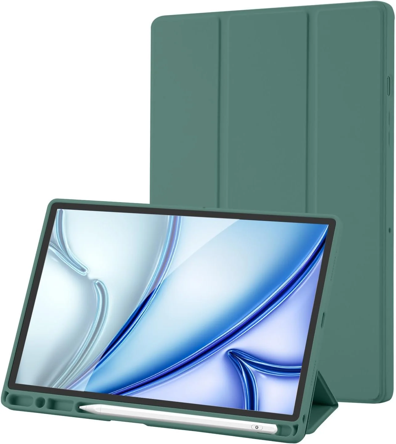 کاور پالکیتسی مناسب برای تبلت سامسونگ گلکسی تب A8 با صفحه نمایش 10.5 اینچ (SM-X200/X205/X207) مدل 2022/2021، ساخته شده از چرم PU با کیفیت و پشت TPU نرم، دارای جای قلم، حالت خواب/بیدار خودکار، سبز کاجی