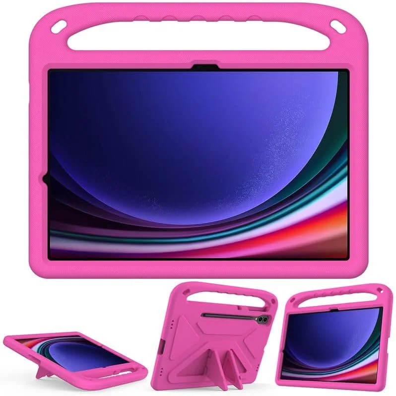 Nikaque Kids Case For Samsung Galaxy Tab S10+ Plus 12.4 Inch 2024, EVA Foam Lightweight Shockproof Duarable, Tablet Cover with Handle Stand Case For Children Firendly, Pink