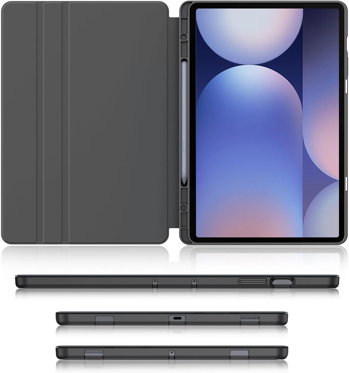 کیف محافظ تبلت Soke Galaxy Tab S10 Plus/S9 Plus/S9 FE Plus با جای قلم S Pen - کیف هوشمند ضد ضربه با روکش پشتی TPU نرم برای تبلت سامسونگ Galaxy Tab S10+ سایز 12.4 اینچ، آبی تیره