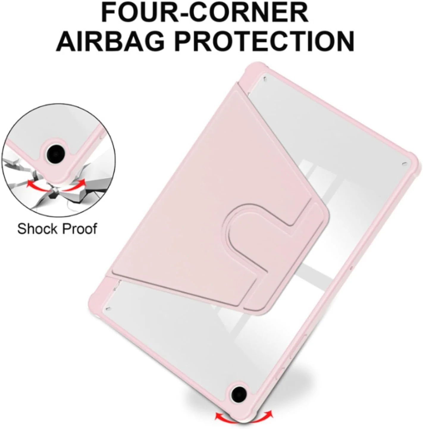 QIXUZENI Case Compatible with Samsung Galaxy Tab A9 Plus 11 Inch 2023 Cover, Clear Acrylic Multi-Angle Hard PC Case with Pen Holder Protective Stand Cover Clear Back, Auto Wake/Sleep (PINK)