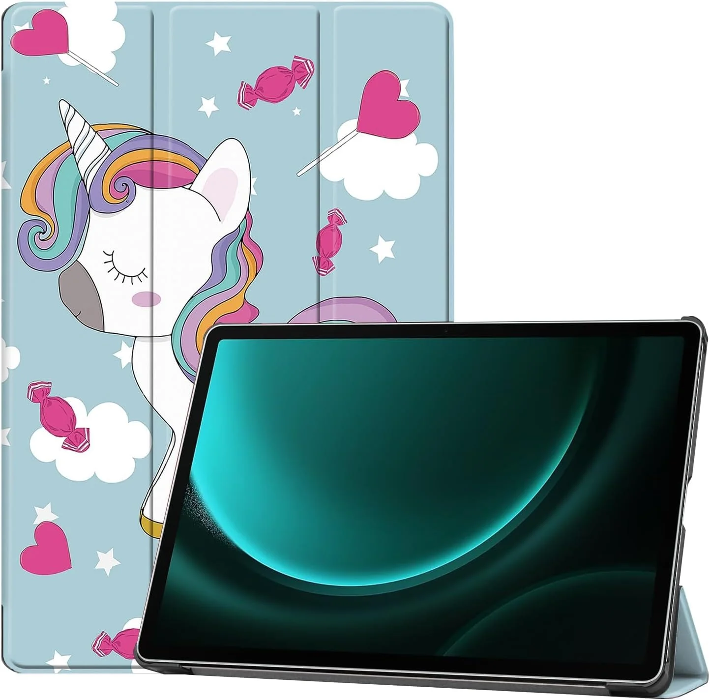کیف تبلت SKEIDO مناسب برای تبلت سامسونگ گلکسی تب S10+ Plus 2024 / S9 FE+ / S9+ Plus 2023 سایز 12.4 اینچ، دارای جای قلم S، کیف چرمی ممتاز با قابلیت استند و عملکرد بیدار/خواب خودکار (طرح Unicorn)