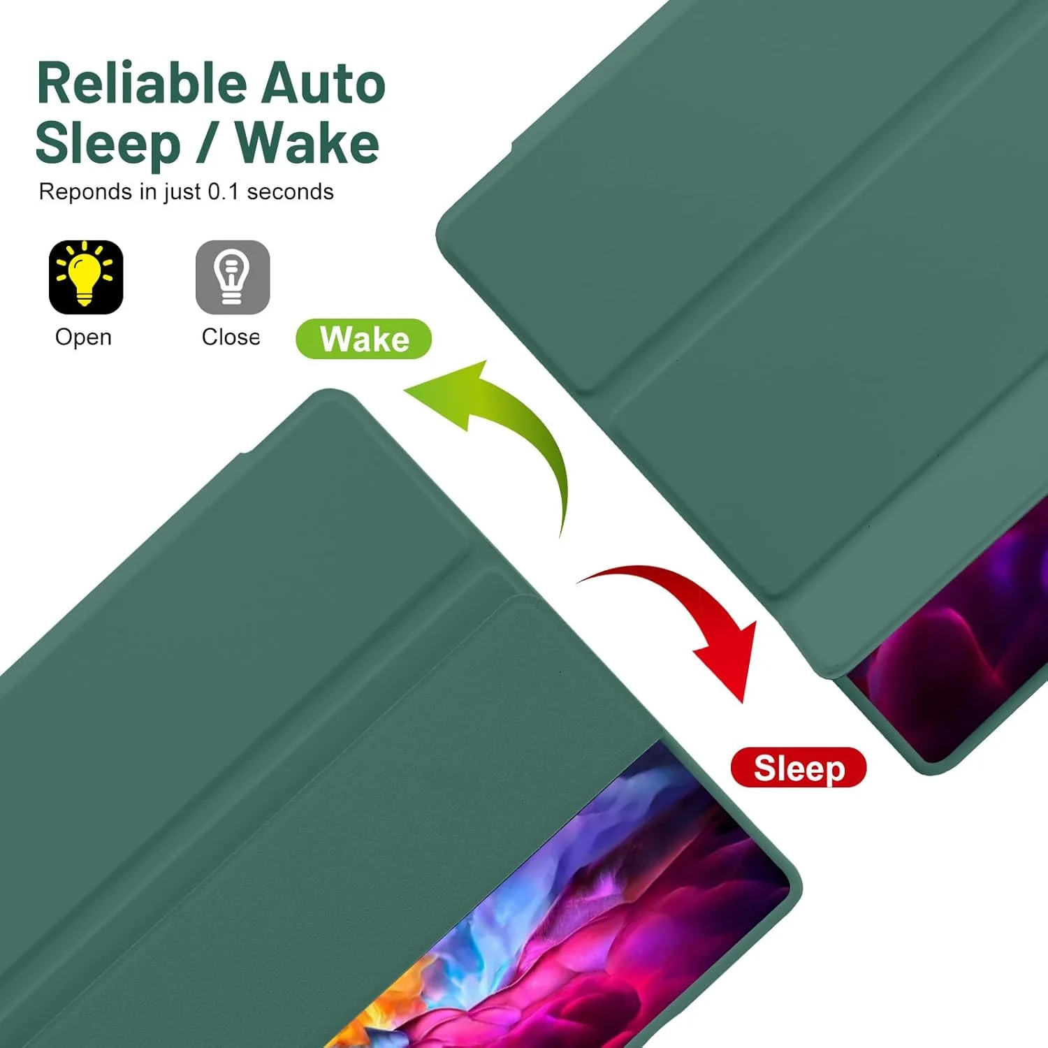 کاور پالکیتسی مناسب برای تبلت سامسونگ گلکسی تب A8 با صفحه نمایش 10.5 اینچ (SM-X200/X205/X207) مدل 2022/2021، ساخته شده از چرم PU با کیفیت و پشت TPU نرم، دارای جای قلم، حالت خواب/بیدار خودکار، سبز کاجی