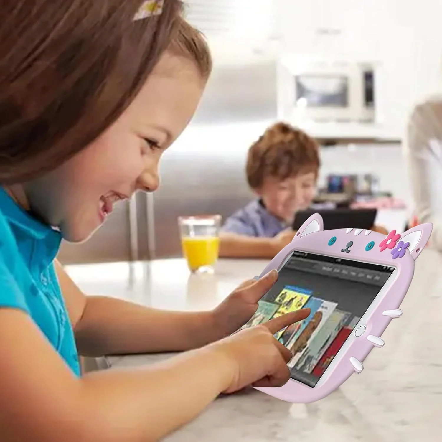 کیف محافظ کودکانه ZOOMALL برای تبلت سامسونگ گلکسی تب A9 پلاس 11 اینچ 2023 (X210 X216B X218U)، کاور محافظ ضد ضربه [دسته چرخان 360 درجه] [پایه تاشو] [بند شانه]، طرح گربه