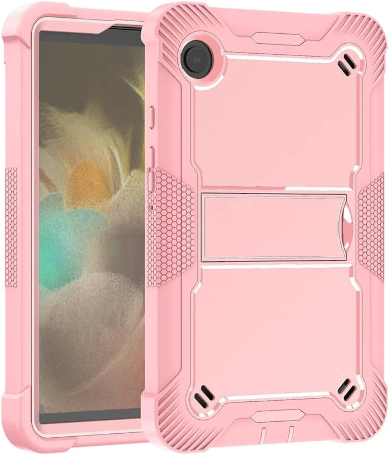 کاور نیکا کیو مناسب برای تبلت سامسونگ گلکسی تب A9 2023 (X115N)، کاور مقاوم تبلت، دارای پایه داخلی PC TPU دولایه هیبریدی، لبه های برجسته برای محافظت کامل از دوربین و صفحه نمایش، ضد ضربه، صورتی