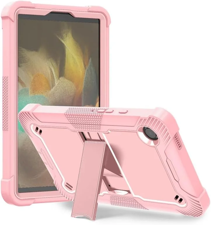 کاور نیکا کیو مناسب برای تبلت سامسونگ گلکسی تب A9 2023 (X115N)، کاور مقاوم تبلت، دارای پایه داخلی PC TPU دولایه هیبریدی، لبه های برجسته برای محافظت کامل از دوربین و صفحه نمایش، ضد ضربه، صورتی