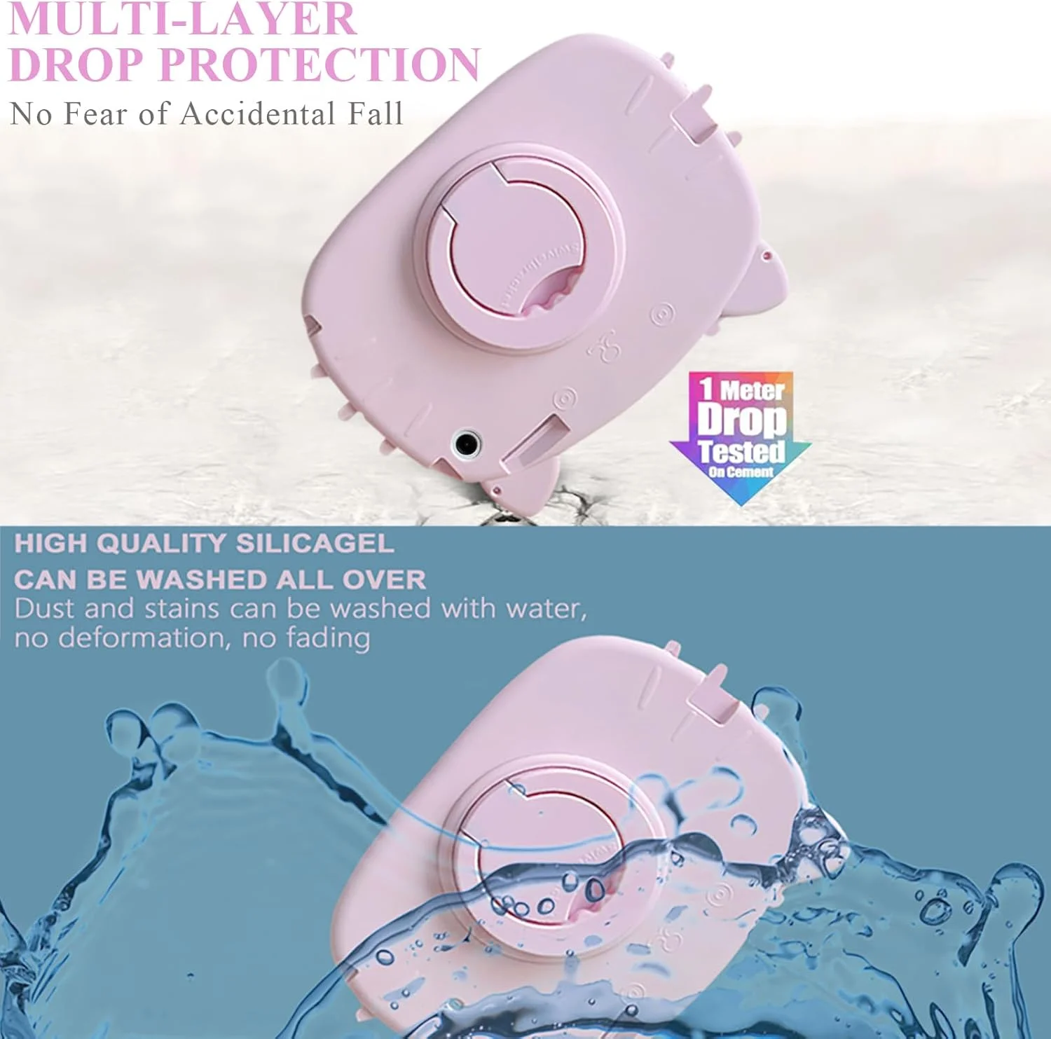 کیف محافظ کودکانه ZOOMALL برای تبلت سامسونگ گلکسی تب A9 پلاس 11 اینچ 2023 (X210 X216B X218U)، کاور محافظ ضد ضربه [دسته چرخان 360 درجه] [پایه تاشو] [بند شانه]، طرح گربه