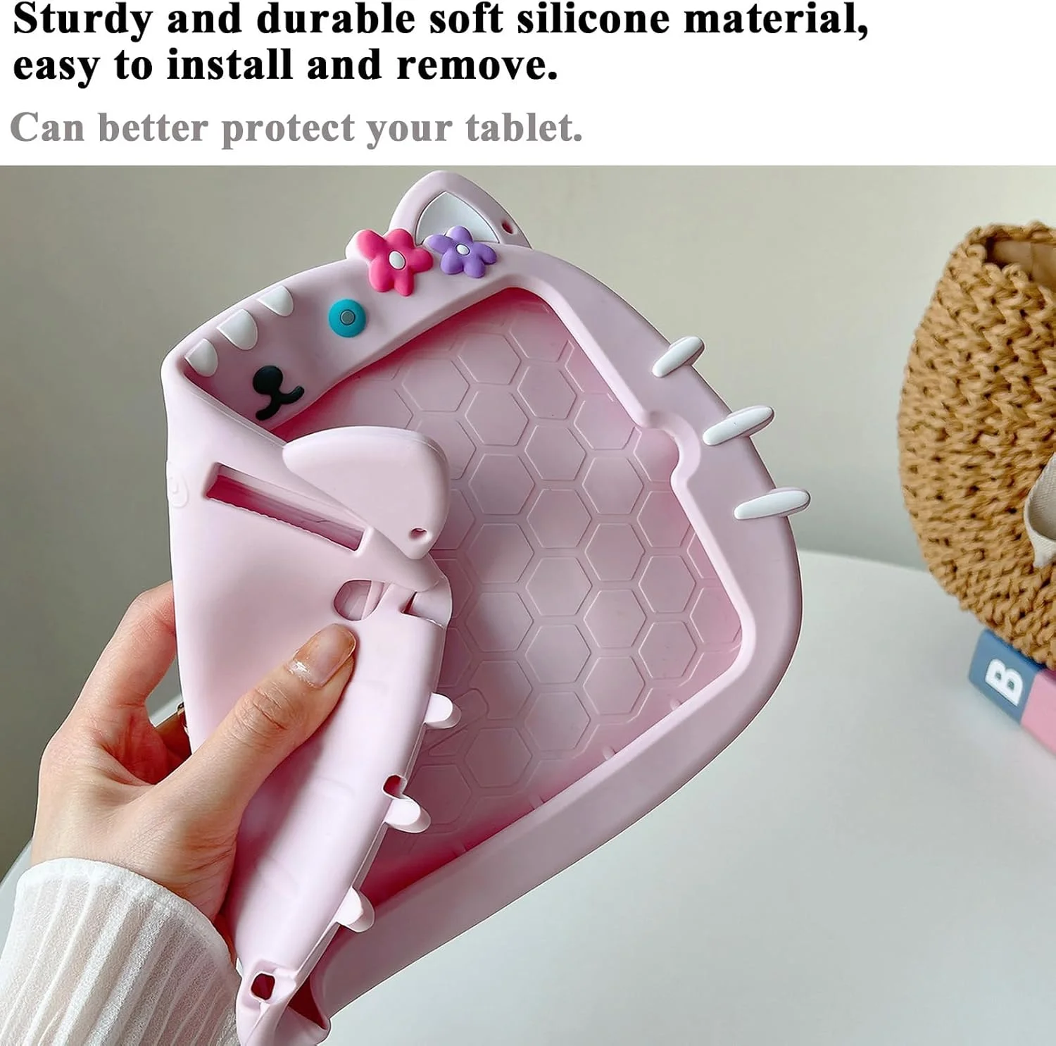 کیف محافظ کودکانه ZOOMALL برای تبلت سامسونگ گلکسی تب A9 پلاس 11 اینچ 2023 (X210 X216B X218U)، کاور محافظ ضد ضربه [دسته چرخان 360 درجه] [پایه تاشو] [بند شانه]، طرح گربه