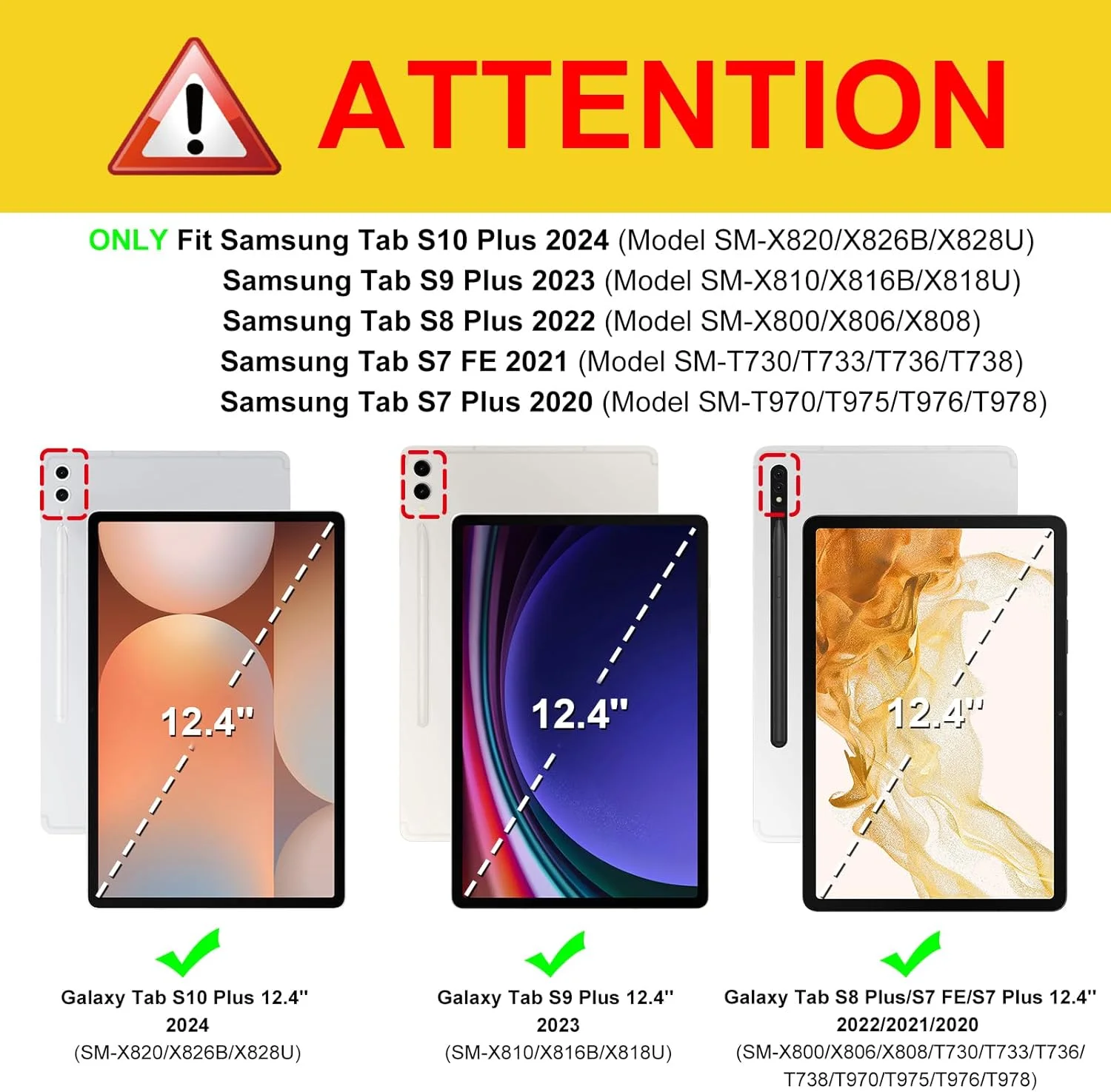 کیف محافظ Fintie برای تبلت سامسونگ گلکسی تب S9 پلاس 2023/S8 پلاس 2022/S7 FE 2021/S7 پلاس 2020 سایز 12.4 اینچ، کاور محافظ چند زاویه ای با جیب، قابلیت خواب/بیدار شدن خودکار، طرح سنگ مرمر یاسی
