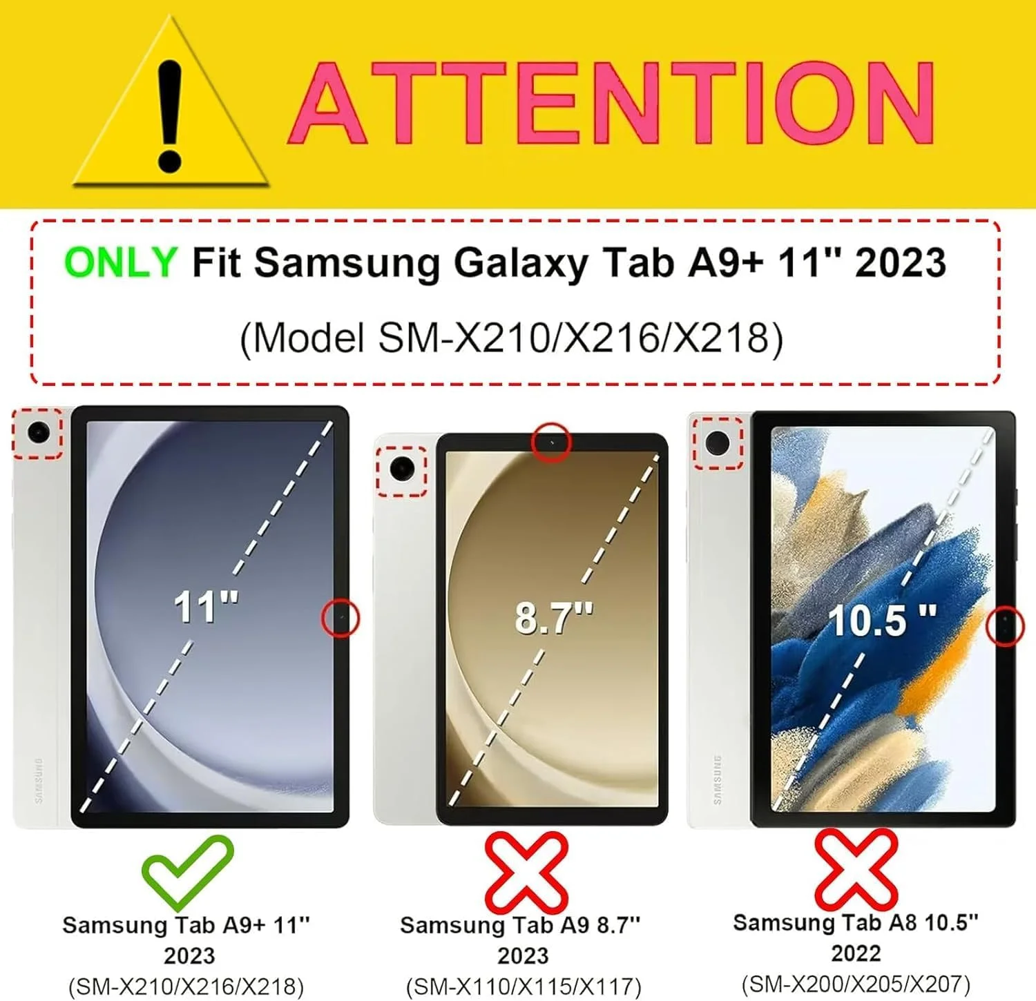 کیف محافظ تبلت سامسونگ گلکسی تب A9+/A9Plus 11 اینچ مدل 2023، کاور کودکانه با جای قلم، استند چرخشی 360 درجه (صورتی بنفش، گلکسی تب A9+/A9 پلاس)