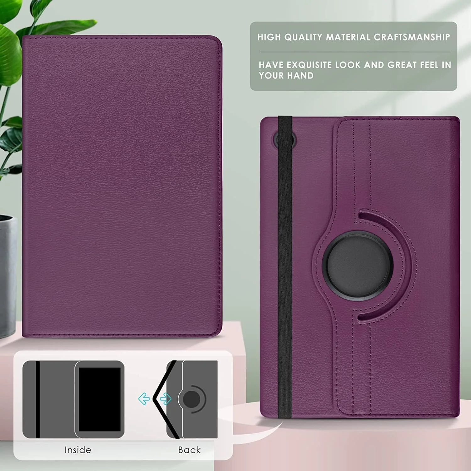 LBJ Case Compatible with Galaxy Tab A8 10.5" Case (SM-X200/X205/X207), Galaxy Tab A8 Case 10.5 inch,Auto Sleep/Wake 360° Rotating Stand Folio Leather Case for Tab A8 2022 (Purple)