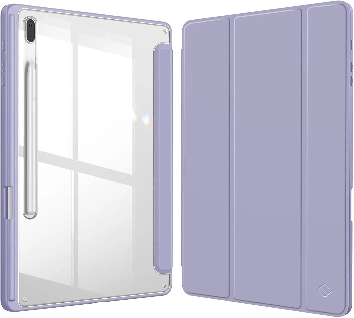 کیف باریک ترکیبی Fintie مناسب برای تبلت سامسونگ گلکسی تب S8 پلاس 2022 / S7 FE 2021 / S7 پلاس 2020 سایز 12.4 اینچ به همراه جای قلم S Pen، کاور ضد ضربه با پشت شفاف، قابلیت بیدار/خواب خودکار، یاسی بنفش