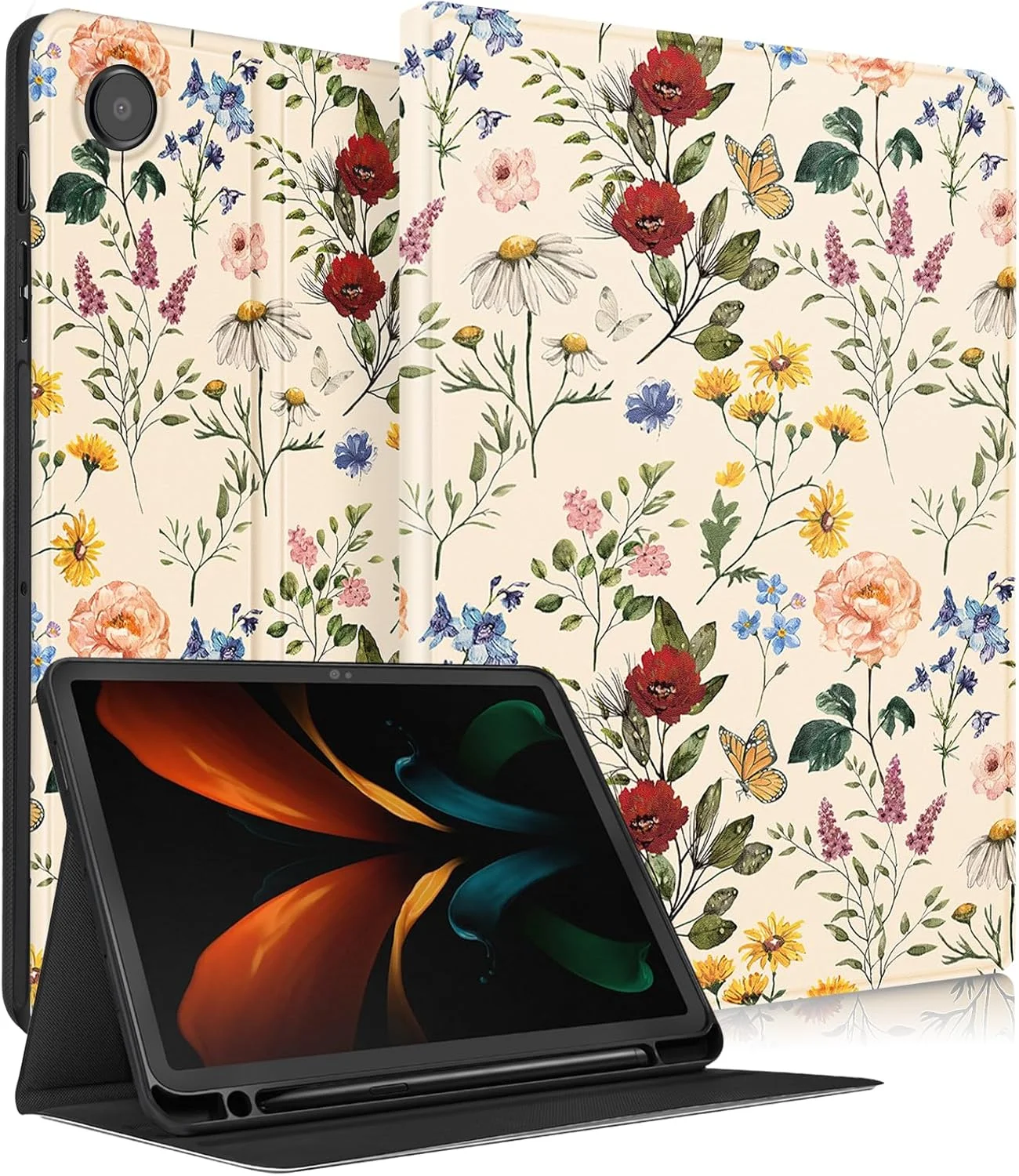 کاور تبلت سامسونگ گلکسی تب A8 با طرح گل، مناسب دختران و نوجوانان - مدل Uppuppy، سازگار با SM-X200/X205/X207