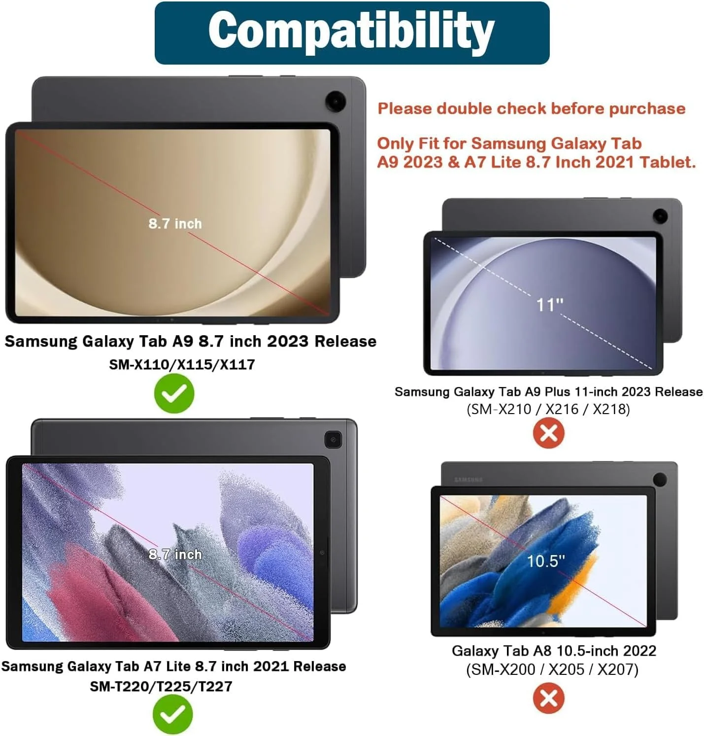 کیف کودکانه SUPLIK برای تبلت سامسونگ گلکسی تب A9 8.7 اینچ 2023 / تب A7 لایت 2021 8.7 اینچی، دارای محافظ صفحه نمایش داخلی، روکش محافظ بادوام، ضد ضربه، سبک وزن و دارای دسته و پایه، آبی