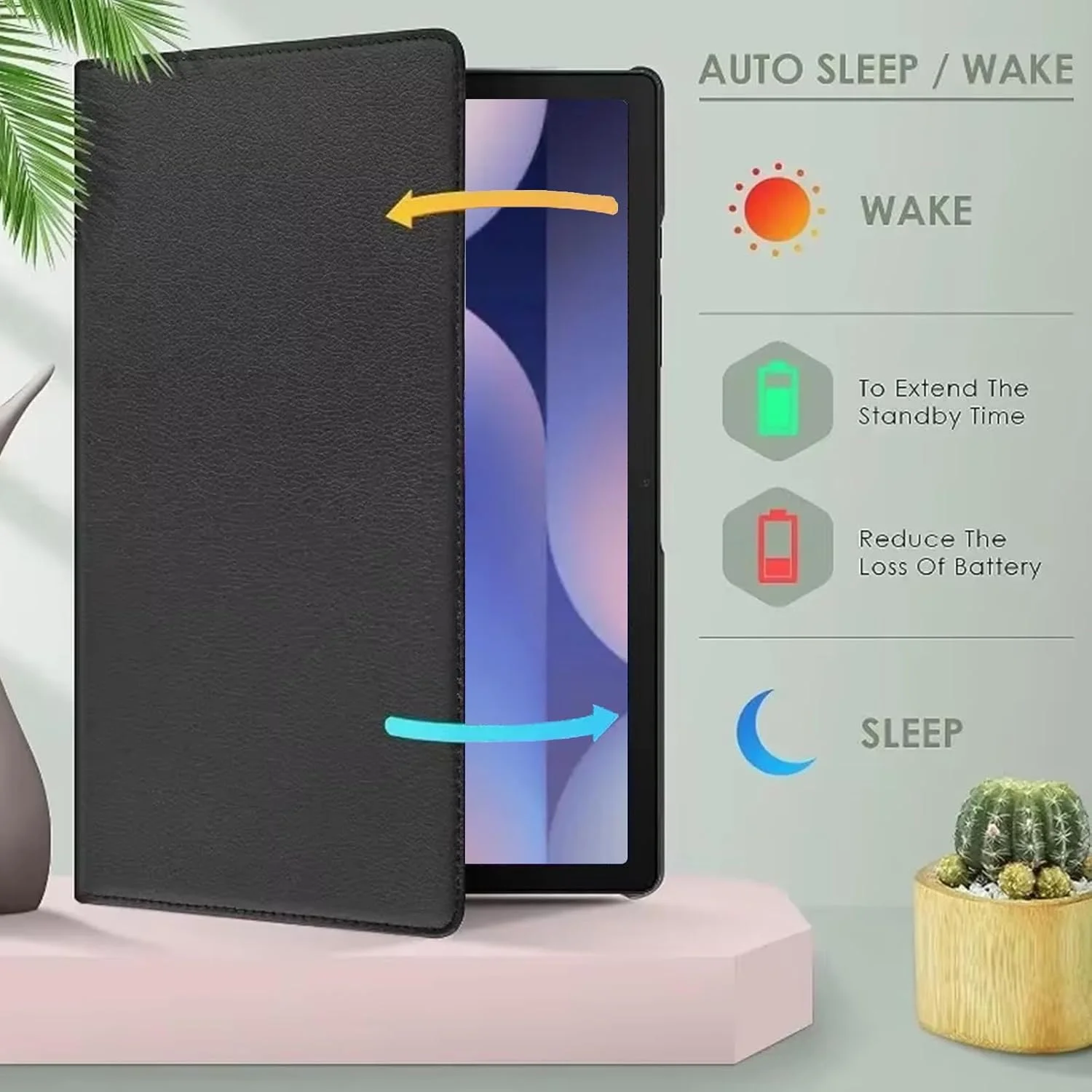 کاور محافظ لوکیون سازگار با تبلت سامسونگ Tab S10 Ultra (نسخه 14.6 اینچی 2024)، کاور چرمی چند منظوره با استند چرخان، ضد ضربه، حالت خواب/بیدار خودکار (مشکی)