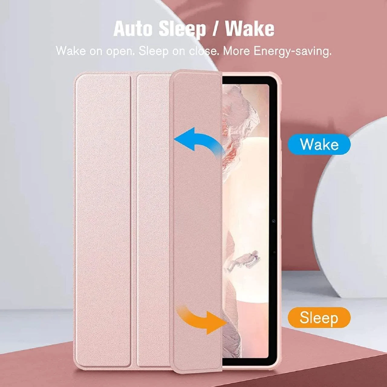 کاور باریک هیبریدی Glassology مناسب برای تبلت سامسونگ گلکسی تب S8/تب S7 به همراه جای قلم S، کاور ضد ضربه با پشت شفاف، قابلیت بیدار شدن/به خواب رفتن خودکار و محافظ صفحه نمایش (صورتی)