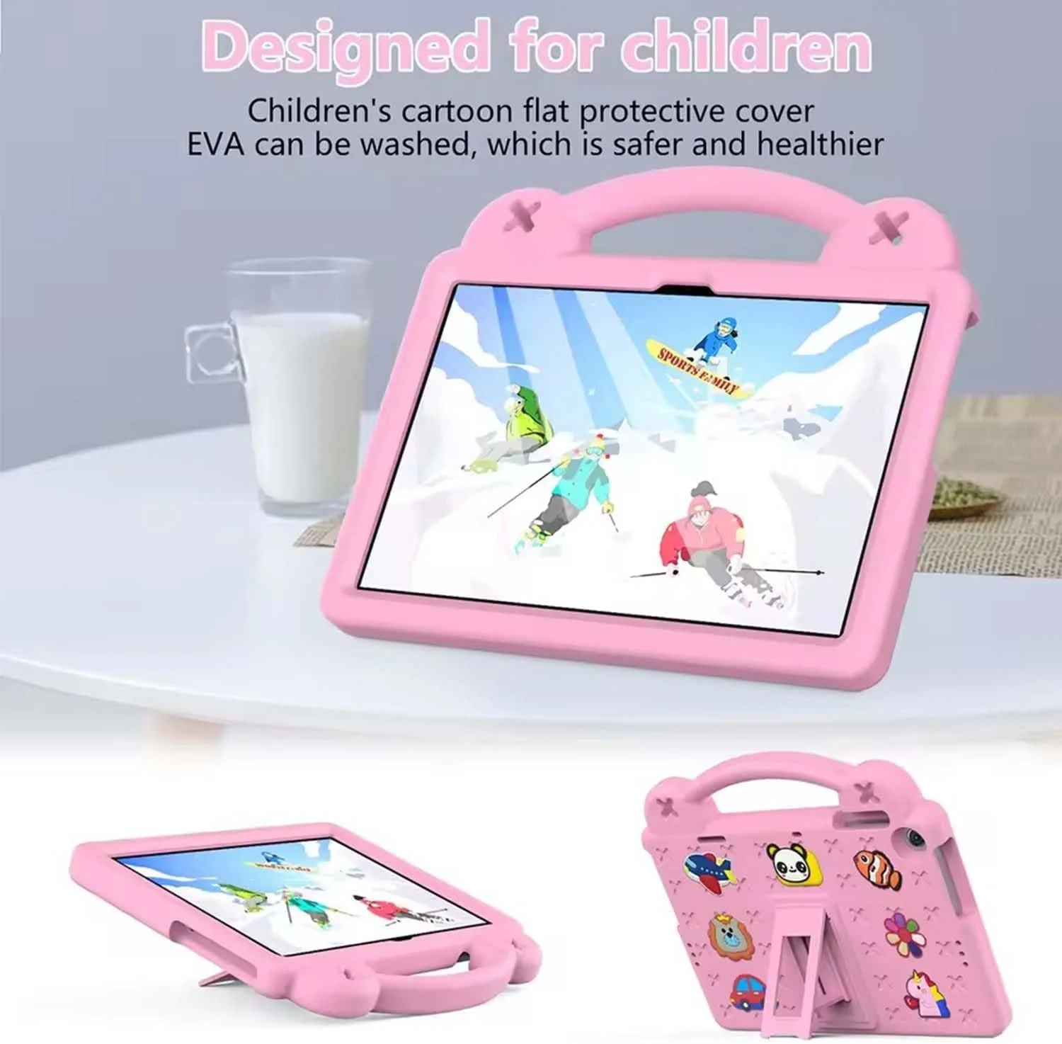 کیف تبلت کودکانه Lukione سازگار با Samsung Galaxy Tab A9 Plus 11 اینچی، روکش محافظ EVA ضد ضربه با پایه دسته دار، طراحی زیبا و سرگرم کننده، بدون بند شانه، کیف مناسب کودکان برای Tab A9 +