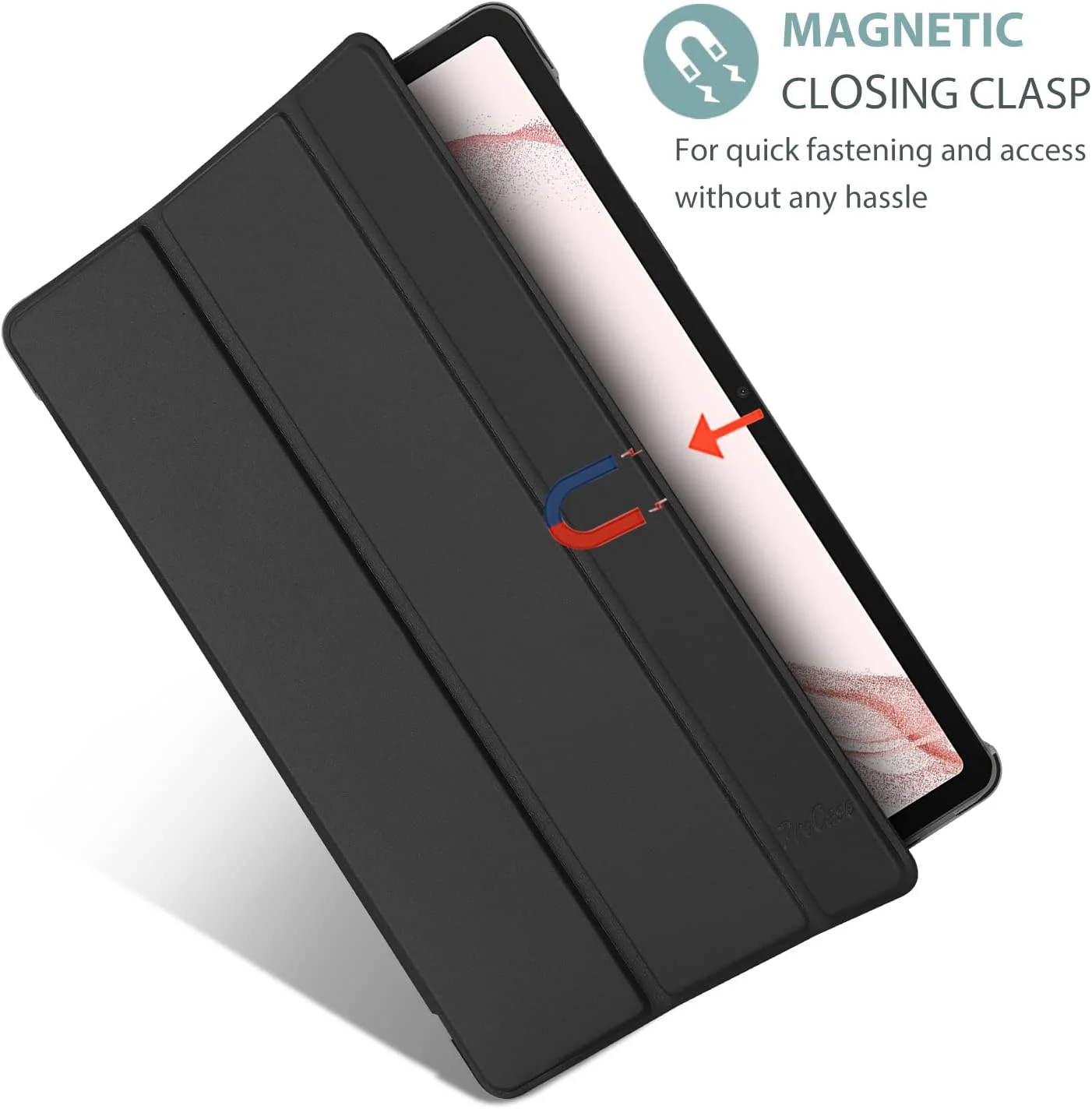 کیف محافظ باریک پروکیس برای تبلت گلکسی تب S8 / تب S7 11 اینچی، کاور هوشمند با قابلیت استند و پشت سخت برای گلکسی تب S8 11 اینچ 2022 / گلکسی تب S7 2020 مدل SM-X700 X706 T870 T875 T878 - مشکی