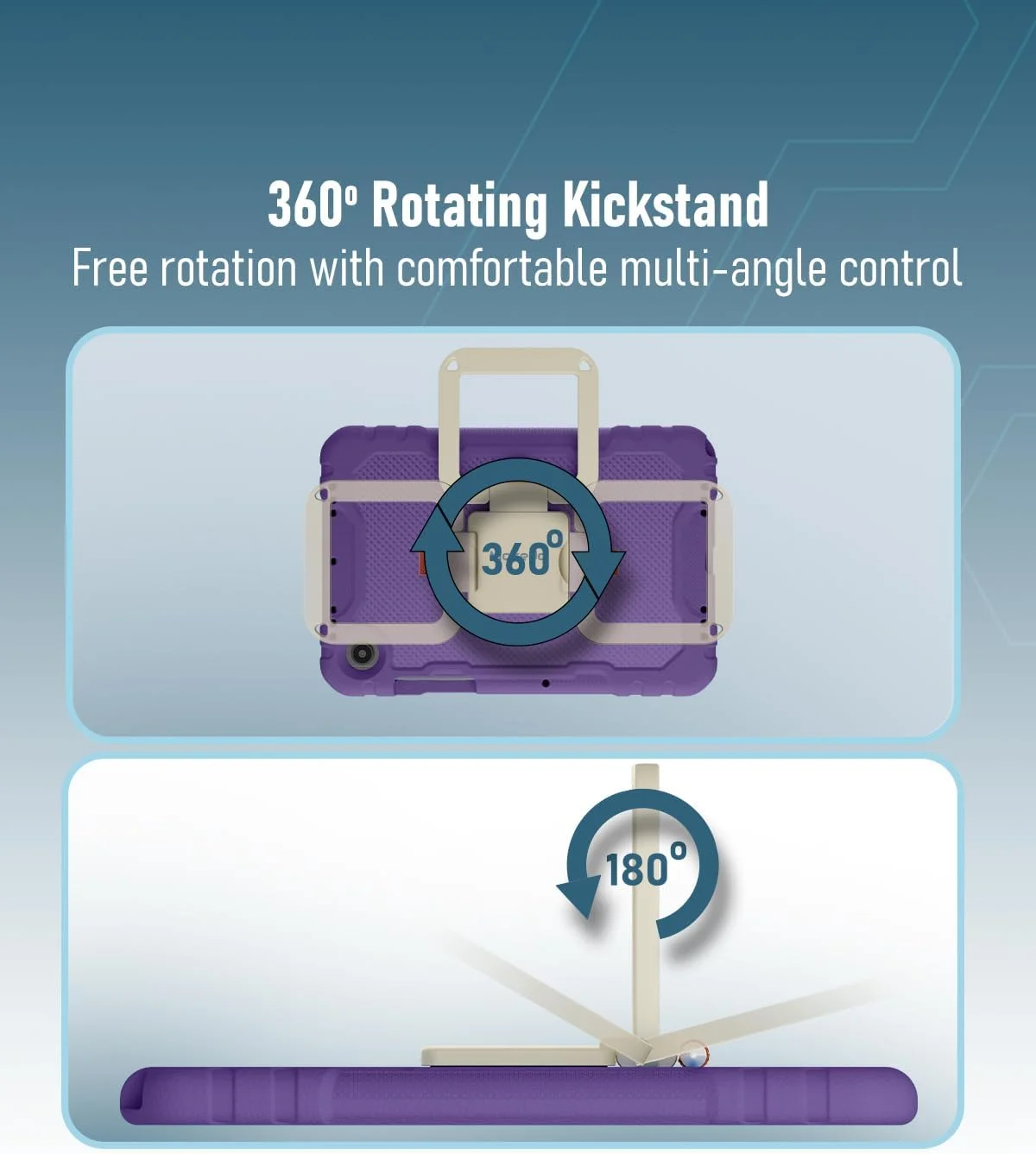 کاور محافظ فوم EVA سیلیکونی مقاوم Moxedo برای کودکان، ضد ضربه با پایه تاشو 360 درجه چرخان و دسته با جای مداد سازگار با تبلت سامسونگ گلکسی تب A8 سایز 10.5 اینچ (بنفش)