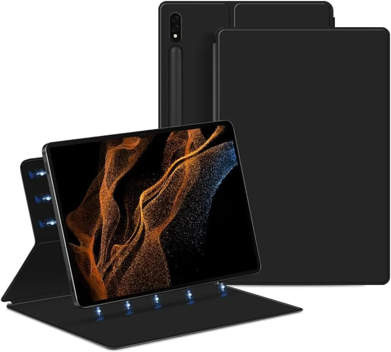 Gruattreay Compatible with Samsung Galaxy Tab S9 Ultra Case 14.6 inch Ultra Thin Smart Magnetic Cover With Pen Slot Leather Shell Sleep Wake-Up (Black)