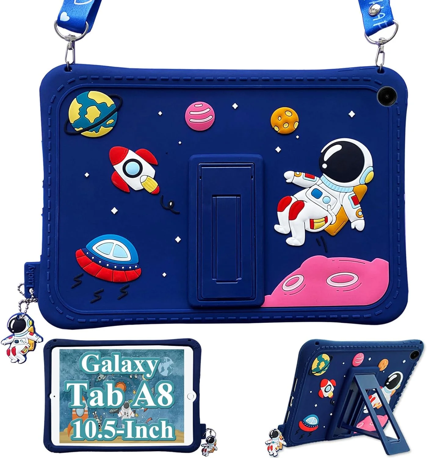 کاور کودکانه زومال برای تبلت سامسونگ گلکسی تب A8 10.5 اینچ 2021 (SM-X200/X205/X207)، کاور سیلیکونی کارتونی ضد ضربه و محافظ کودکانه با محافظ صفحه نمایش و بند شانه