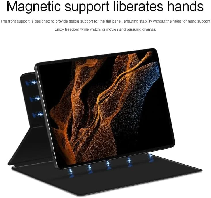 Gruattreay Compatible with Samsung Galaxy Tab S9 Ultra Case 14.6 inch Ultra Thin Smart Magnetic Cover With Pen Slot Leather Shell Sleep Wake-Up (Black)