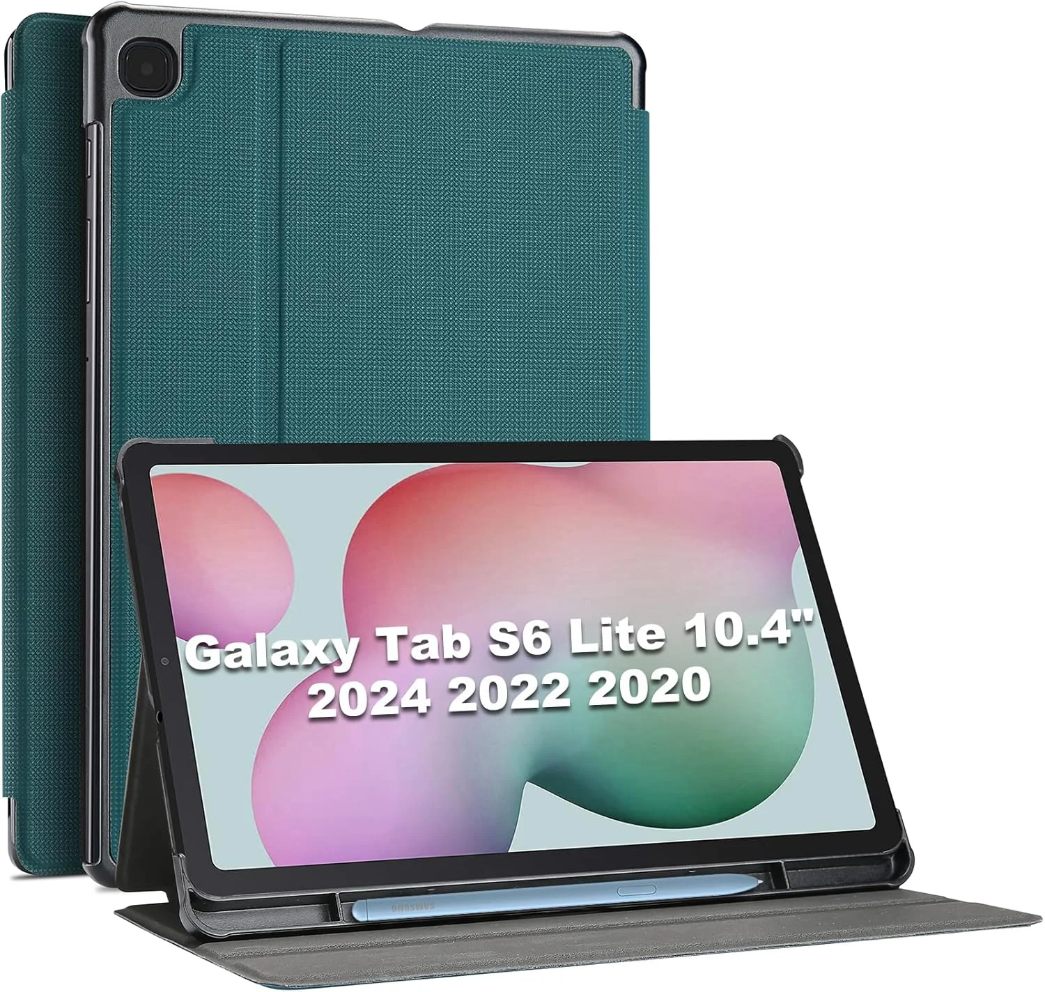 پروکیس برای گلکسی تب S6 لایت 10.4 اینچ 2022 2020 با نگهدارنده قلم S، کاور هوشمند باریک تاشو برای گلکسی تب S6 لایت 10.4 اینچ 2022 (SM-P613/ P619) و 2020 (SM-P610/ P615) - آبی فیروزه ای