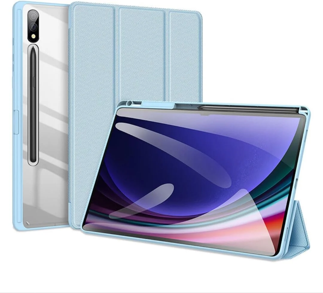 DUX DUCIS Toby Series Case for Samsung Galaxy Tab S10 /S9 /S8 'Ultra' – Tri-Fold Stand Cover with S Pen Holder, Auto Sleep/Wake & Soft PU Protection – Blue