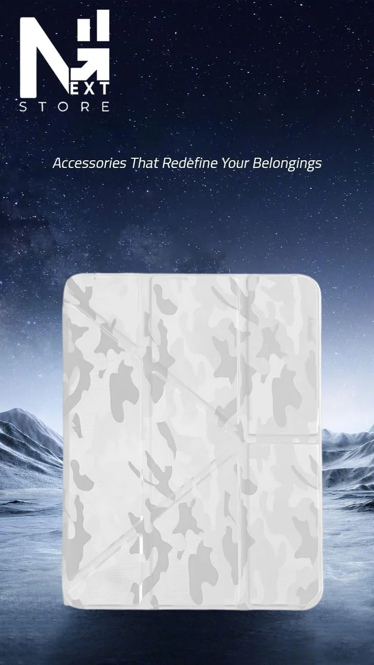 Next Store Durable Camouflage Tablet Case Compatible with Samsung Galaxy Tab S10 plus/S10fe+ Plus 12.4 inch – Smart Magnetic Foldable Cover, Stylish and Sturdy Protective Shell (white)