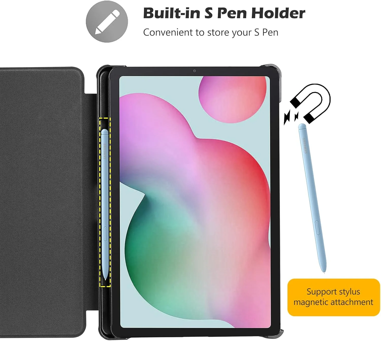 پروکیس برای گلکسی تب S6 لایت 10.4 اینچ 2022 2020 با نگهدارنده قلم S، کاور هوشمند باریک تاشو برای گلکسی تب S6 لایت 10.4 اینچ 2022 (SM-P613/ P619) و 2020 (SM-P610/ P615) - آبی فیروزه ای